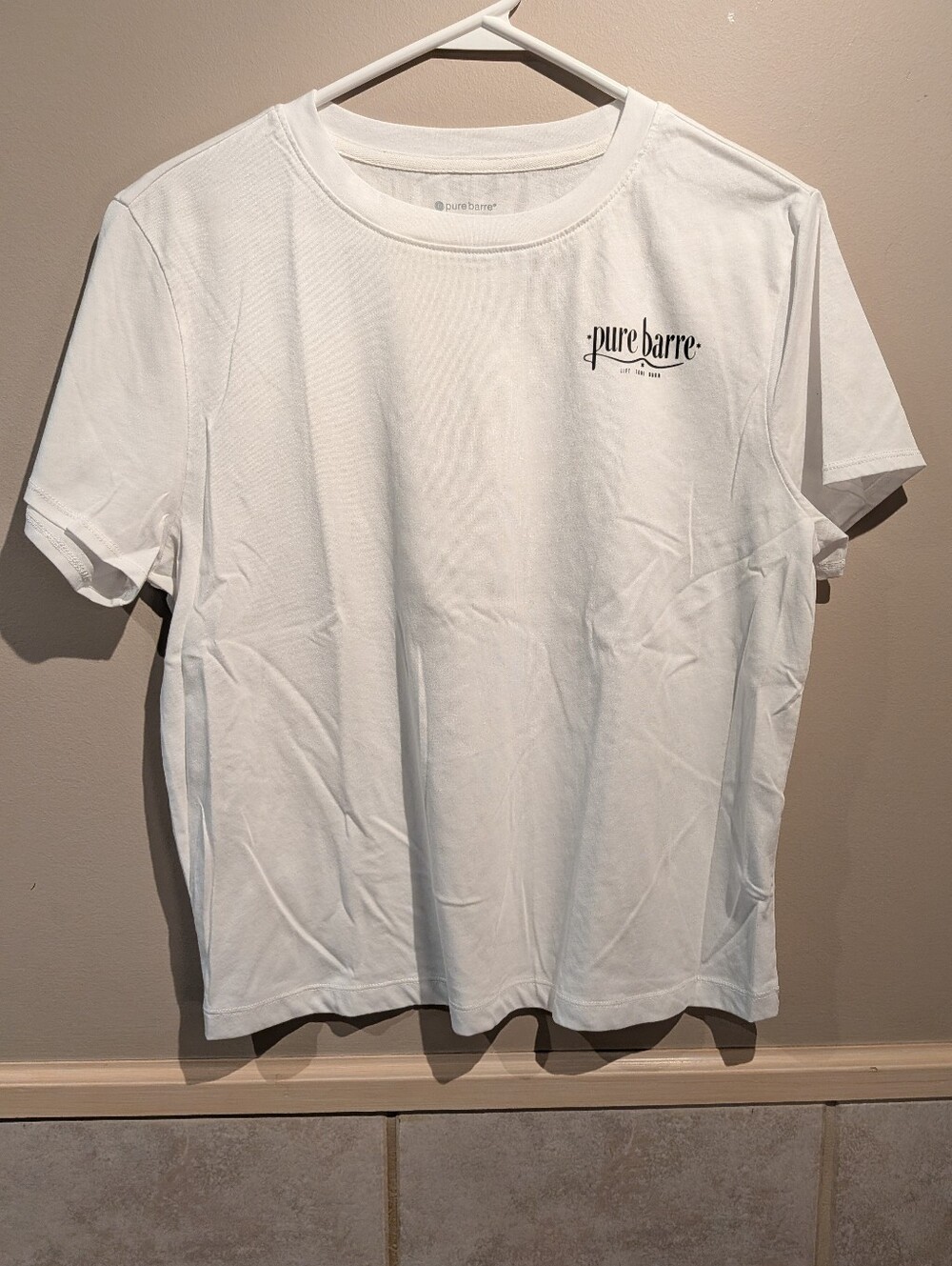 Pure Barre, Simple Lift Tone Burn Tee, White, Size S